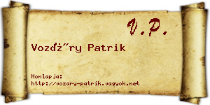 Vozáry Patrik névjegykártya