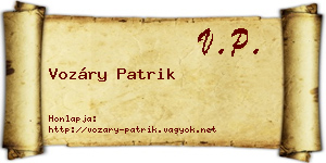 Vozáry Patrik névjegykártya